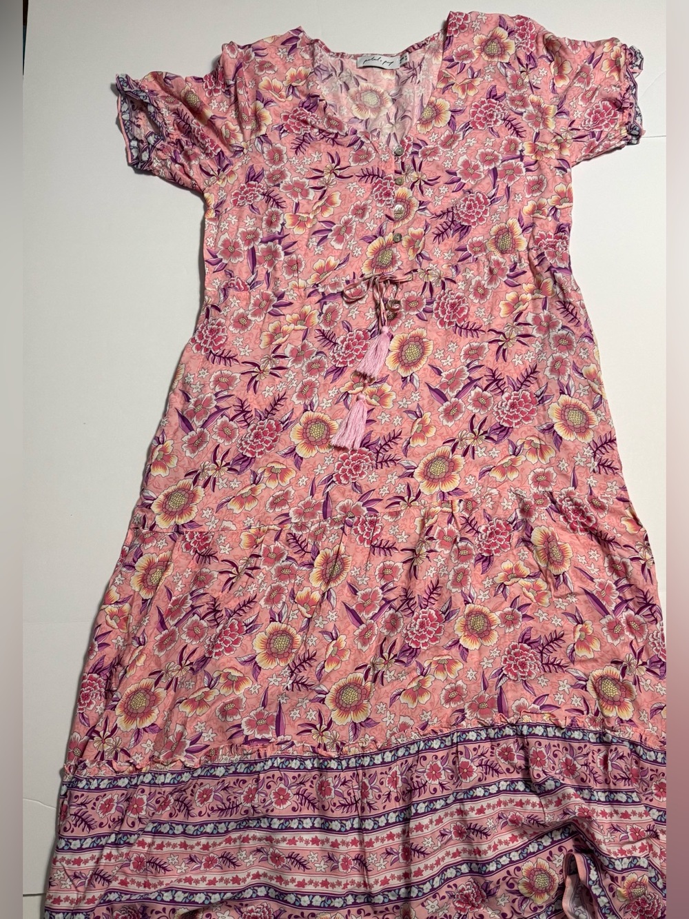Petal and Pup Women's Floral Maxi Dress Buttoned And Tie Waist Size 12